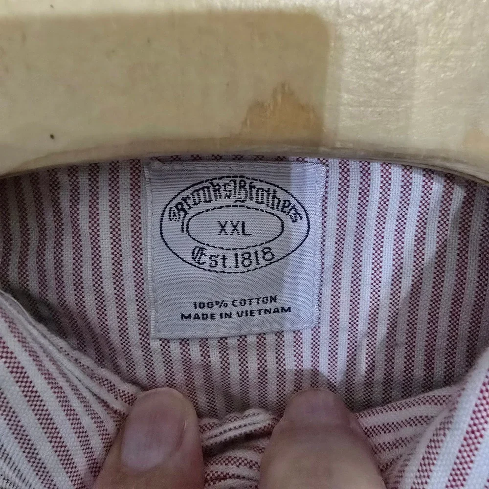 Brooks Brothers Mens XXL Striped Rugby Shirt Long‎ Sleeve Navy Red Yellow Cotton